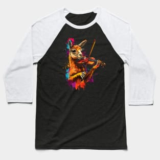 Llama Playing Violin Baseball T-Shirt